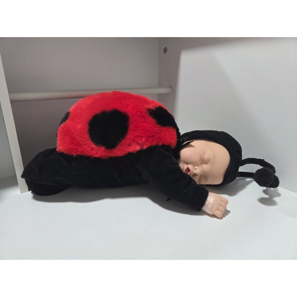 Vintage Anne Geddes 16" Lady Bug Sleeping Baby Doll Plush Vinyl Collectible 1997